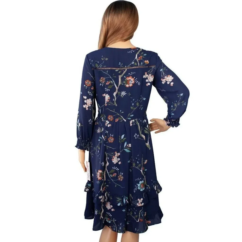 Nanette Lepore Floral-Print Ruffled-Skirt‎ Dress Woman’s Size 14